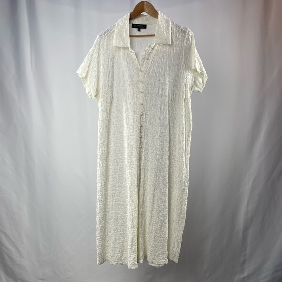 Eloquii Short Sleeve Button Front Dress in White Size 24 - Picture 2 of 7